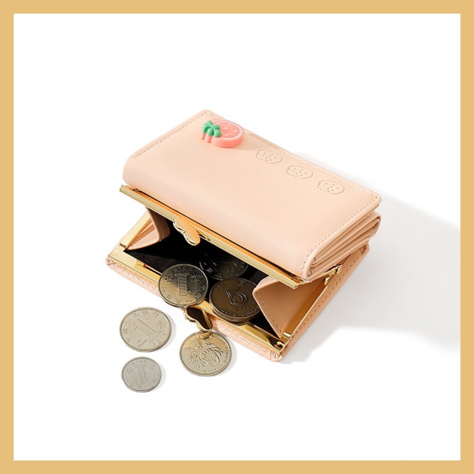 【巔品購物】韓式PU短夾 環保皮革皮包 韓式迷你零錢包 清新淑女風短夾 韓式三折錢包 韓式皮夾-細節圖4