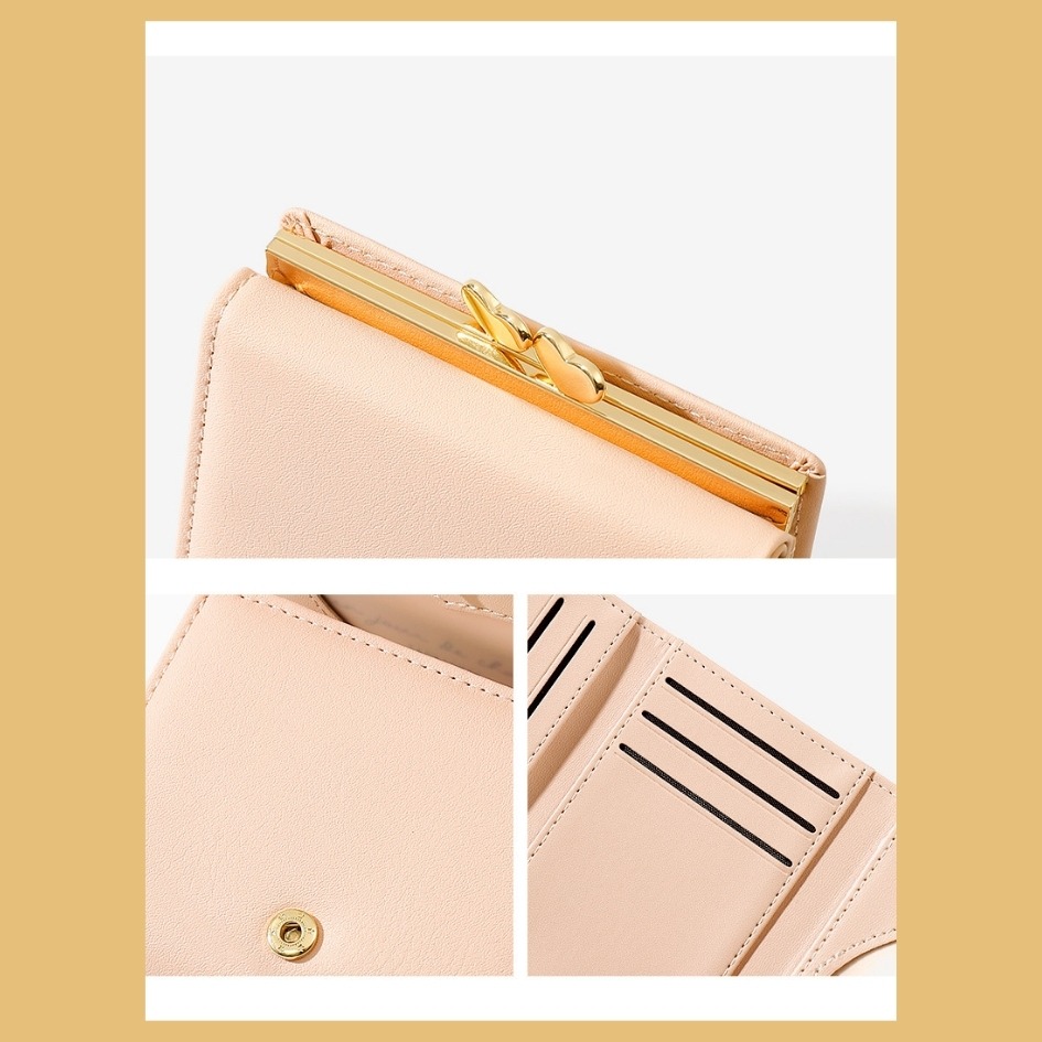 【巔品購物】韓式PU短夾 環保皮革皮包 韓式迷你零錢包 清新淑女風短夾 韓式三折錢包 韓式皮夾-細節圖5