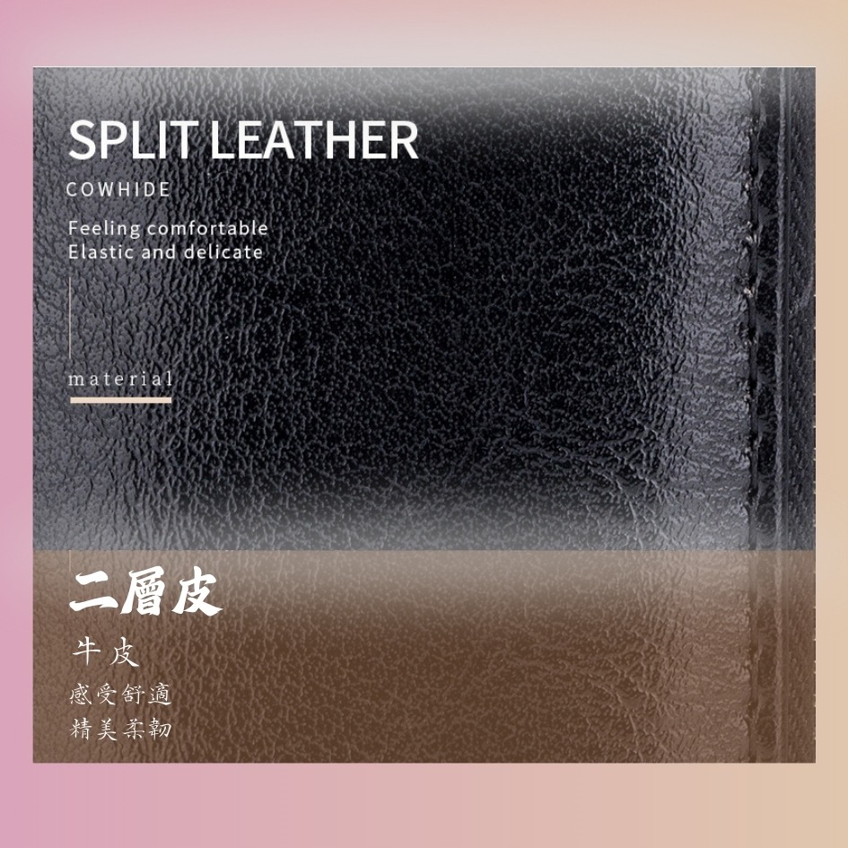 【巔品購物】真皮鑰匙包 牛皮鑰匙包 二層皮 雙袋 大容量 透明開窗 黑色 粉色 汽車鑰匙包 金屬扣環-細節圖4