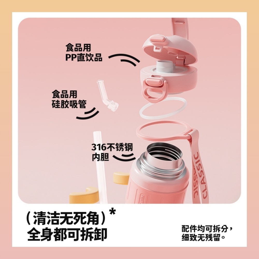 【巔品購物】雙彈跳 316不鏽鋼 500ml 保溫杯 保溫瓶 保溫水壺 雙飲杯 雙飲保溫杯-細節圖2