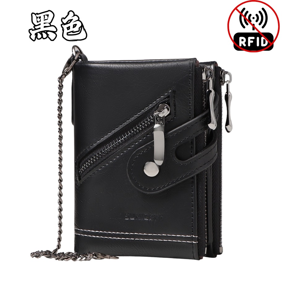 【巔品購物】復古拉鍊皮夾 仿真皮革短夾 PU環保材質 仿皮錢包 帥氣皮夾 新潮二折皮夾-規格圖8