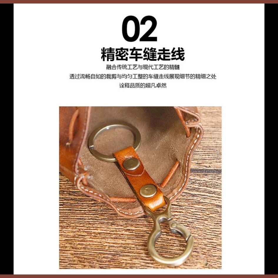 【巔品購物】日式女版 植鞣皮錢包 頭層皮錢袋 真皮錢袋 迷你錢包 束口錢包-細節圖3