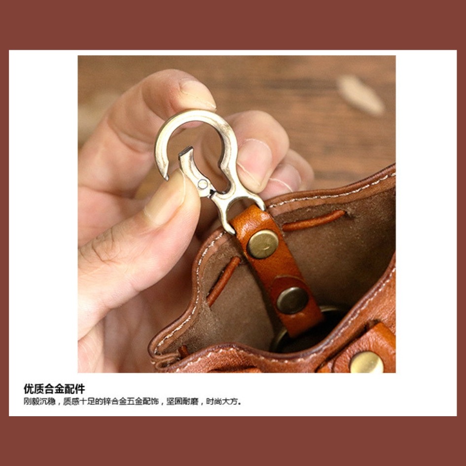 【巔品購物】日式女版 植鞣皮錢包 頭層皮錢袋 真皮錢袋 迷你錢包 束口錢包-細節圖7