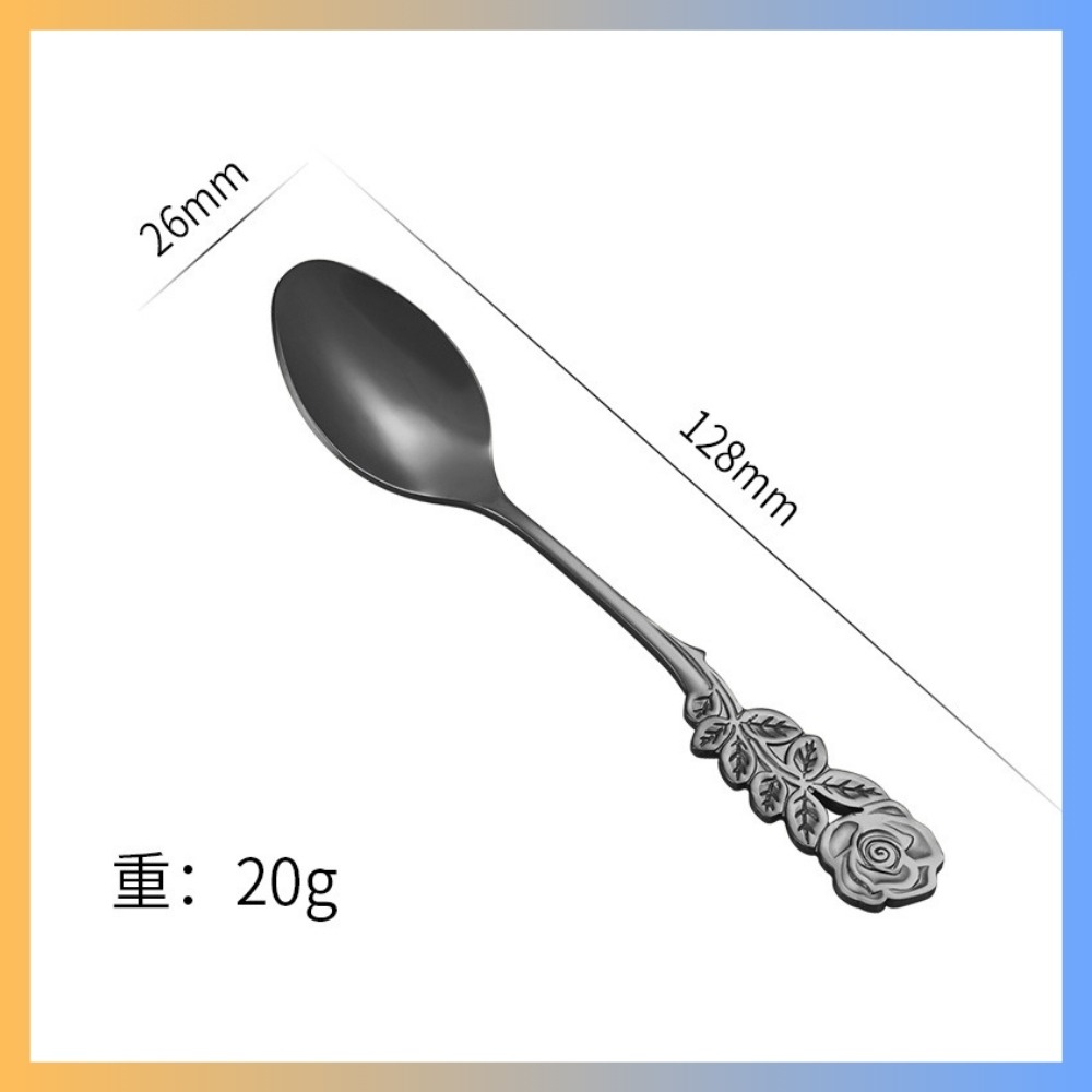 【巔品購物】 玫瑰造型手柄 咖啡湯匙 攪拌湯匙 不鏽鋼湯匙 創意造型 優雅造型-規格圖8