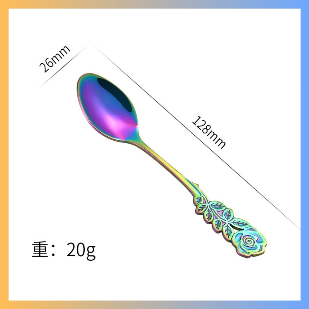【巔品購物】 玫瑰造型手柄 咖啡湯匙 攪拌湯匙 不鏽鋼湯匙 創意造型 優雅造型-規格圖8