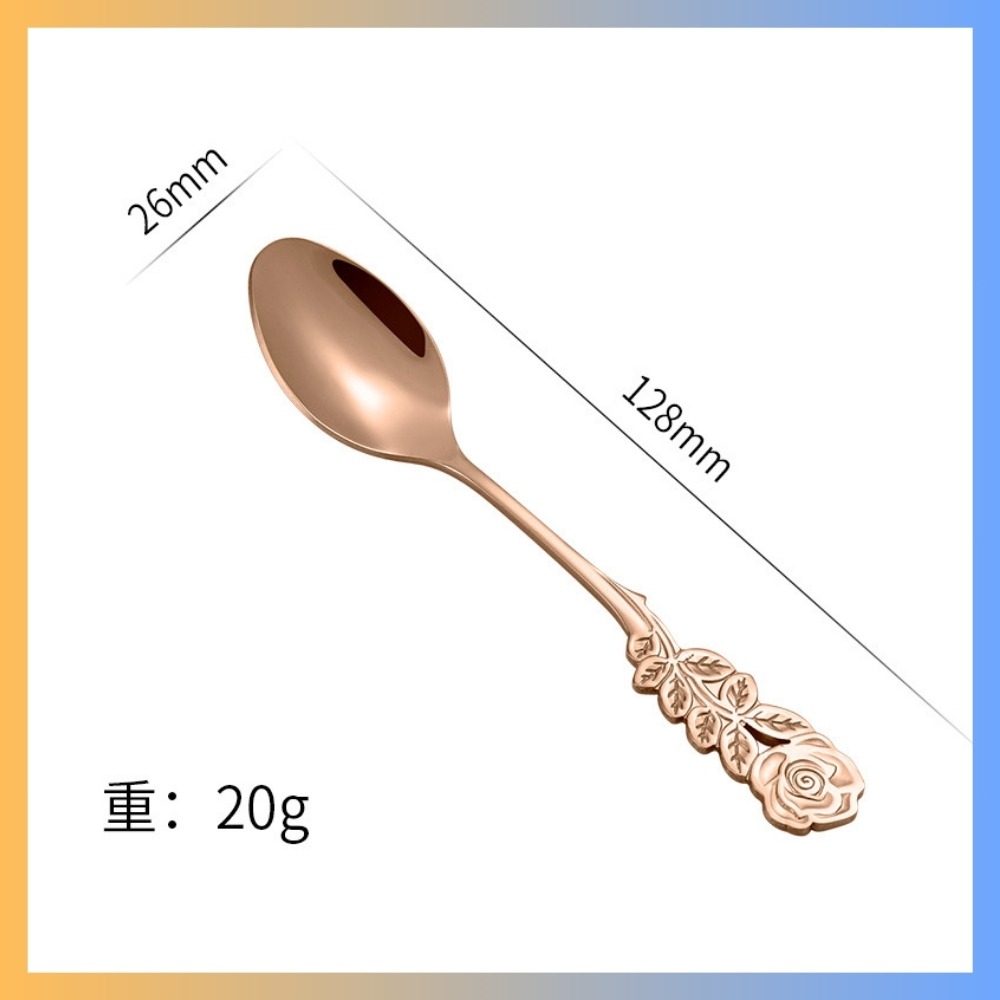 【巔品購物】 玫瑰造型手柄 咖啡湯匙 攪拌湯匙 不鏽鋼湯匙 創意造型 優雅造型-規格圖8