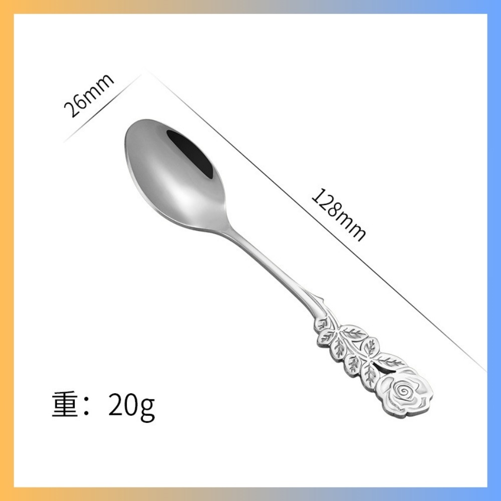 【巔品購物】 玫瑰造型手柄 咖啡湯匙 攪拌湯匙 不鏽鋼湯匙 創意造型 優雅造型-規格圖8