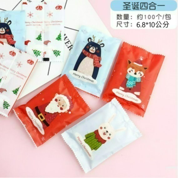 DS51)聖誕四合一雪Q餅袋6.8*10