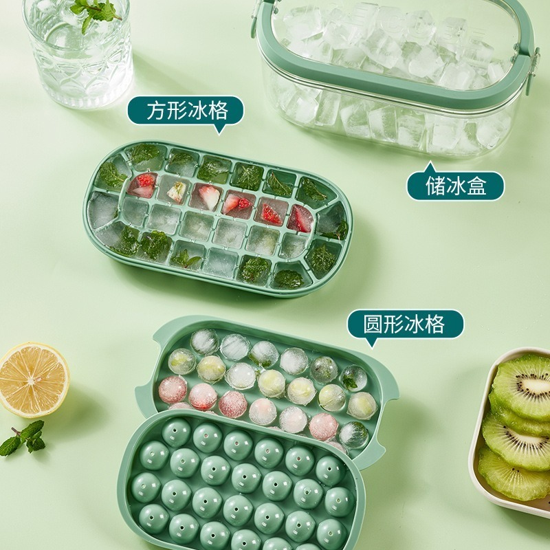 【巔品購物】✅發票 54格方圓製冰盒 兩用製冰盒 球形冰格 球形製冰模具 矽膠軟底冰格 手提大容量冰塊盒 冰塊模具-細節圖5