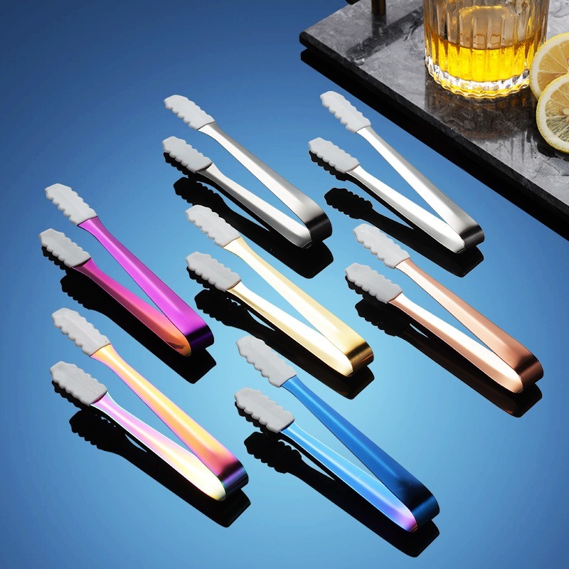 【巔品購物】不鏽鋼冰塊夾 冰塊組配件 矽膠冰夾-細節圖4