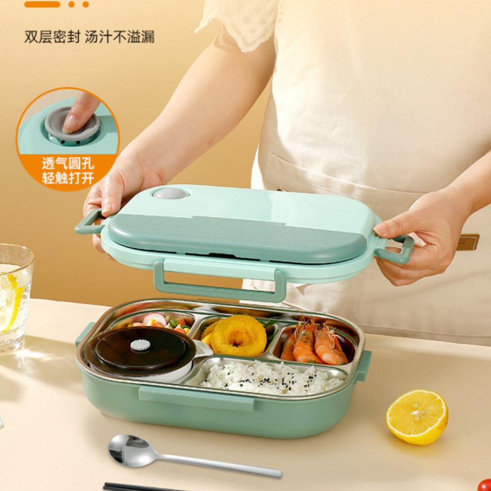 【巔品購物】【可進微波爐】304不鏽鋼便當盒 微波加熱 隔水保溫 便當盒 午餐盒 密封便當盒 上班族自帶餐盒 學生餐盒-細節圖2