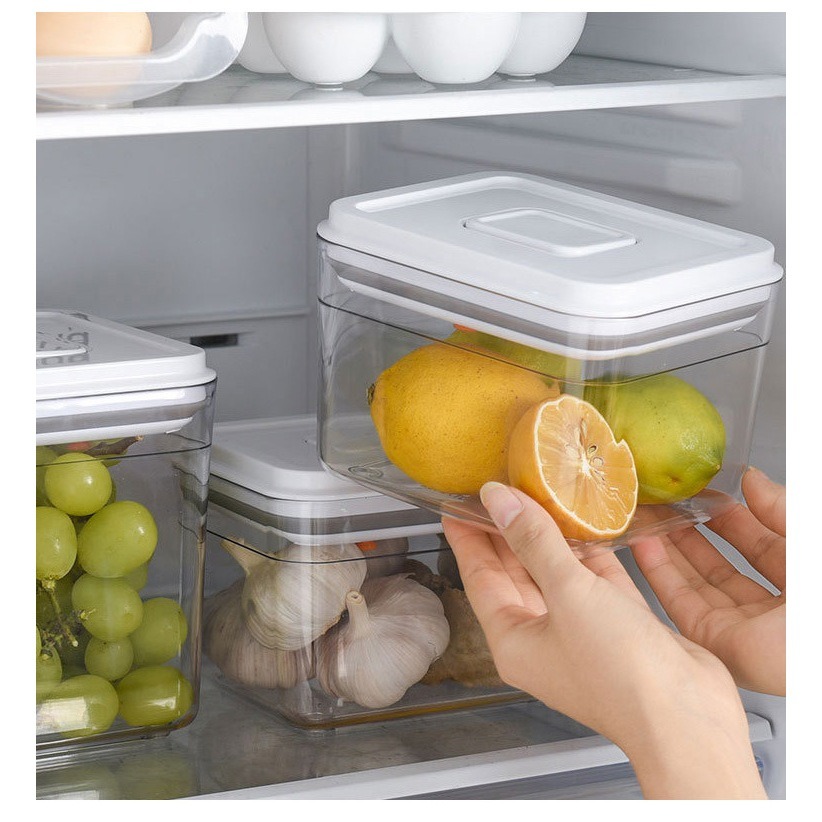 【巔品購物】新款AS材質 一鍵開蓋密封罐 方形密封罐 按壓蓋子 一鍵按壓 收納罐 收納盒 奶粉罐 透明保鮮盒 塑膠 塑料-細節圖7