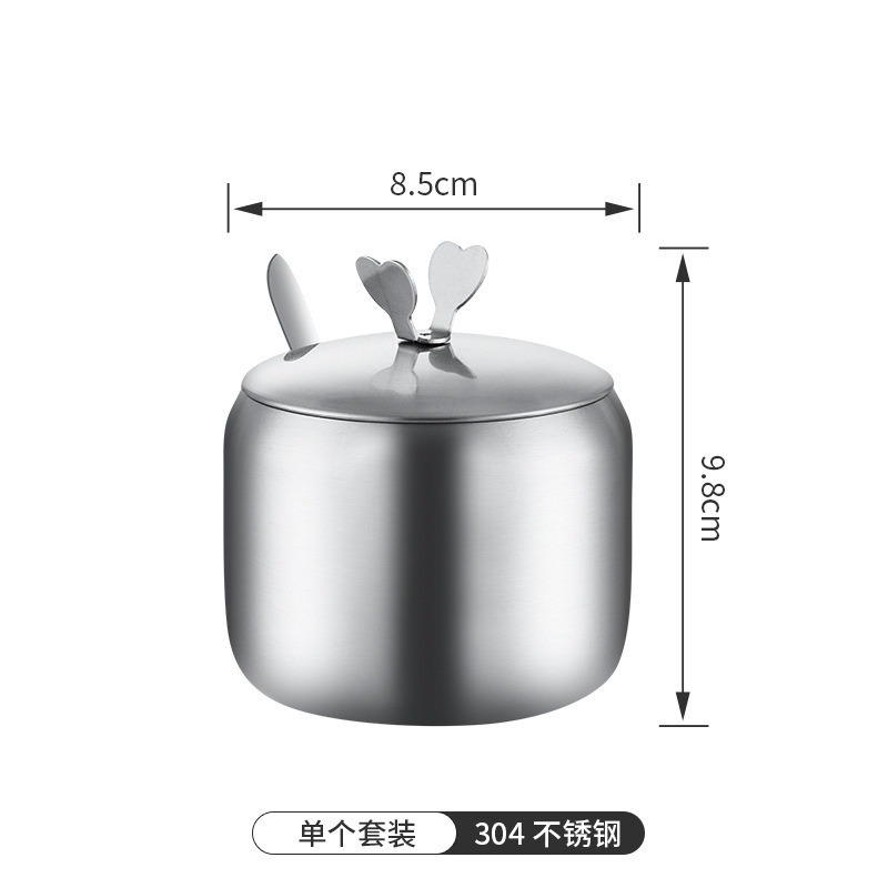 【巔品購物】✅發票 304不鏽鋼調味罐(附湯匙) 調味罐 佐料罐 糖罐 胡椒罐 調料罐 調味盒-規格圖9