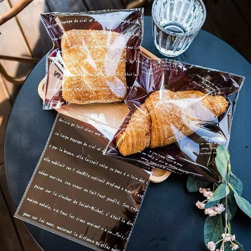 【巔品購物】自黏袋 歐風包裝袋 麵包包裝袋 甜點自黏袋 烘焙食品袋 一次性食品包裝袋-細節圖6