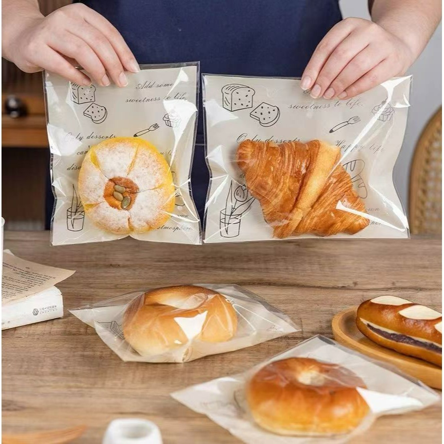 【巔品購物】自黏袋 歐風包裝袋 麵包包裝袋 甜點自黏袋 烘焙食品袋 一次性食品包裝袋-細節圖8