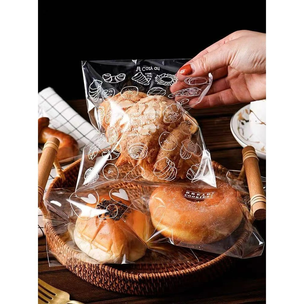 【巔品購物】自黏袋 歐風包裝袋 麵包包裝袋 甜點自黏袋 烘焙食品袋 一次性食品包裝袋-細節圖9