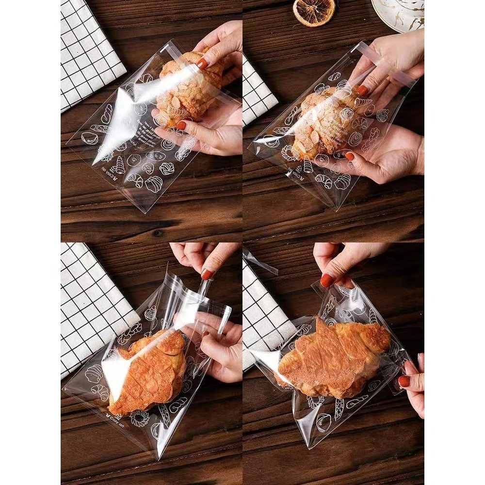 【巔品購物】自黏袋 歐風包裝袋 麵包包裝袋 甜點自黏袋 烘焙食品袋 一次性食品包裝袋-細節圖10