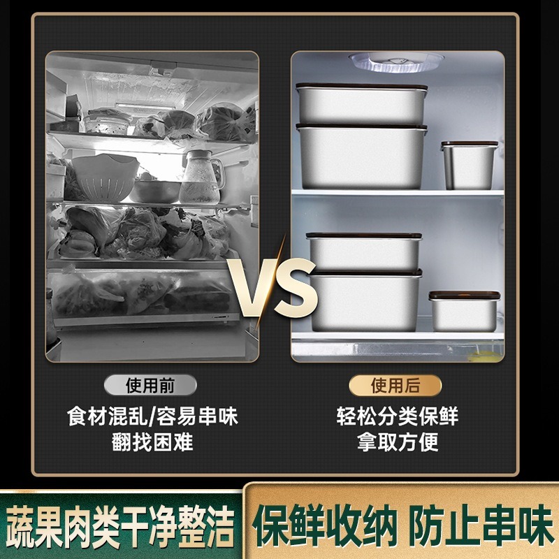 【巔品購物】304不鏽鋼保鮮盒 長方形保鮮盒 不鏽鋼便當盒 快速製冷 可進微波爐加熱 無死角清潔-細節圖3