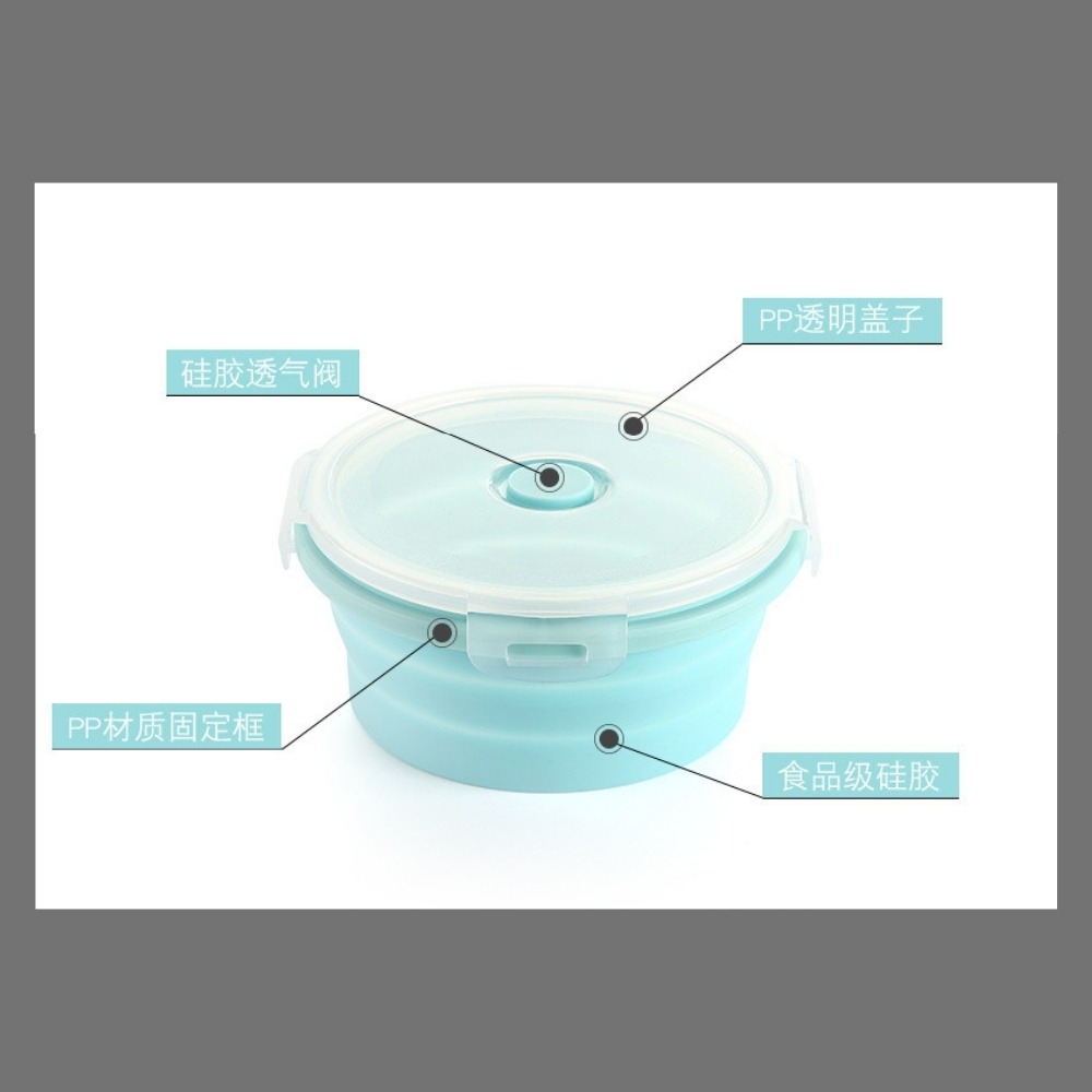 【巔品購物】✅發票 FDA標準 折疊矽膠保鮮盒 摺疊矽膠餐盒 食品級可折疊矽膠飯盒 微波爐便當盒 便攜塑料午餐盒-細節圖6
