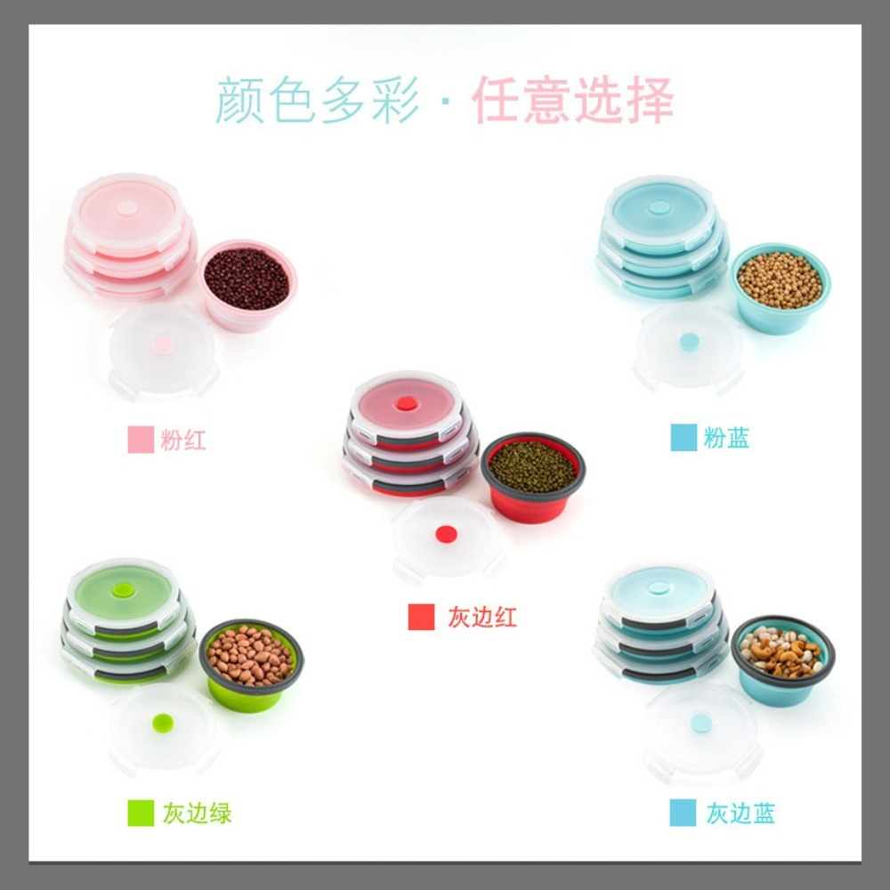 【巔品購物】✅發票 FDA標準 折疊矽膠保鮮盒 摺疊矽膠餐盒 食品級可折疊矽膠飯盒 微波爐便當盒 便攜塑料午餐盒-細節圖7