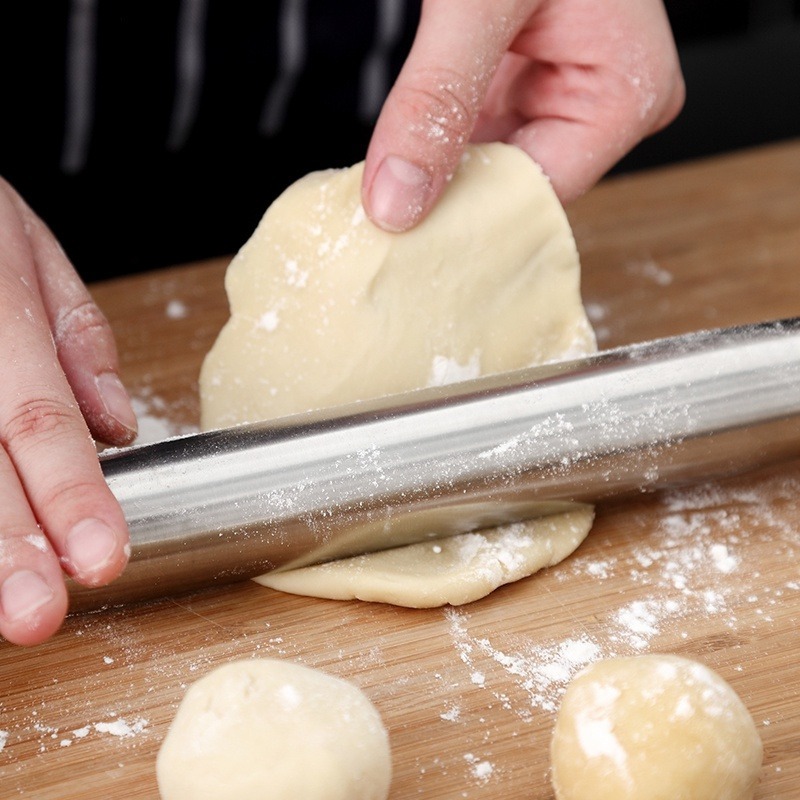 【巔品購物】✅發票&現貨 加厚304不鏽鋼桿麵棍 不鏽鋼 擀麵棍 麵粉棍 擀麵棍 餃子皮擀麵棒 桿麵杖 烘焙工具-細節圖5