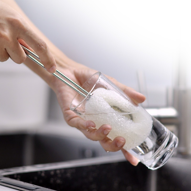 【巔品購物】✅ 發票 304不鏽鋼杯刷 304不鏽鋼海綿刷 洗杯刷 奶瓶刷 清潔茶杯玻璃杯保溫杯 海綿刷子 海綿刷-細節圖4