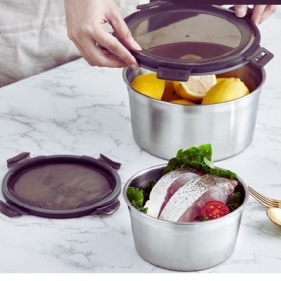 【巔品購物】【✅發票 現貨】304不鏽鋼保鮮盒 食物飯盒 戶外密封帶蓋 便當盒 長方形餐盒 304不銹鋼 圓形保鮮盒-細節圖3