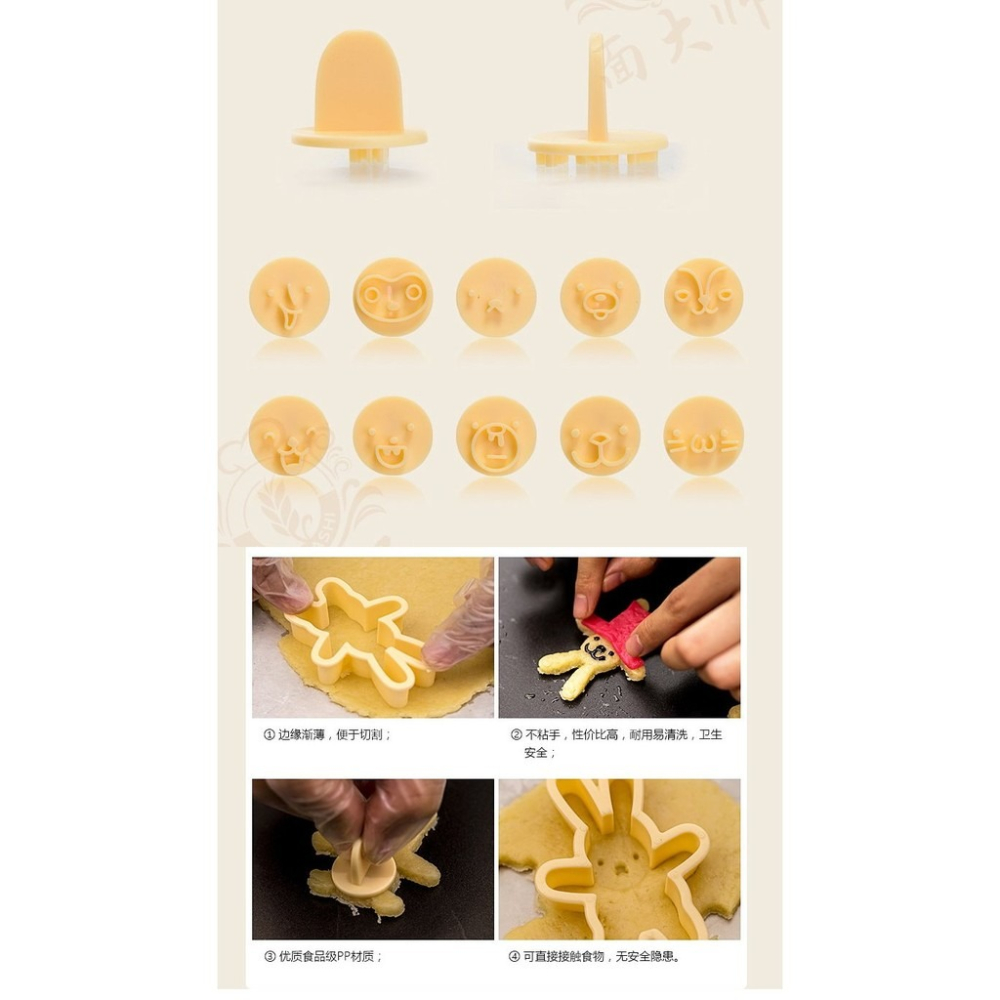 【巔品】面大師卡通餅乾模 韓式3D餅乾模 餅乾壓模 餅乾切模 造型餅乾 (4個身體+10個表情印模)翻糖工具 餅乾模 烘-細節圖8