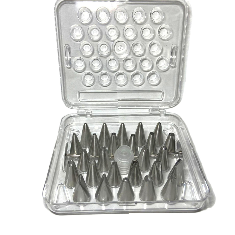 【巔品購物】29件套 304不鏽鋼花嘴組 裱花嘴組 奶油嘴 花嘴組 擠花嘴組 烘焙工具 裱花工具-細節圖2