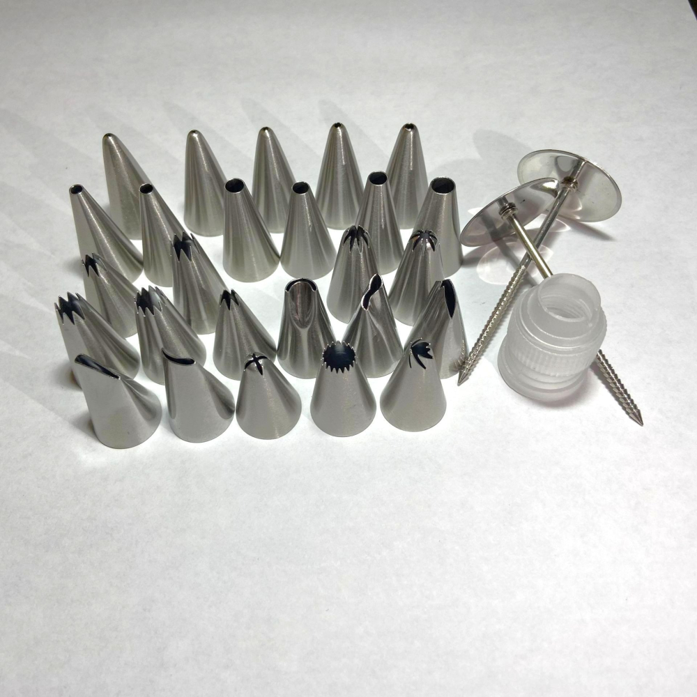 【巔品購物】29件套 304不鏽鋼花嘴組 裱花嘴組 奶油嘴 花嘴組 擠花嘴組 烘焙工具 裱花工具-細節圖3