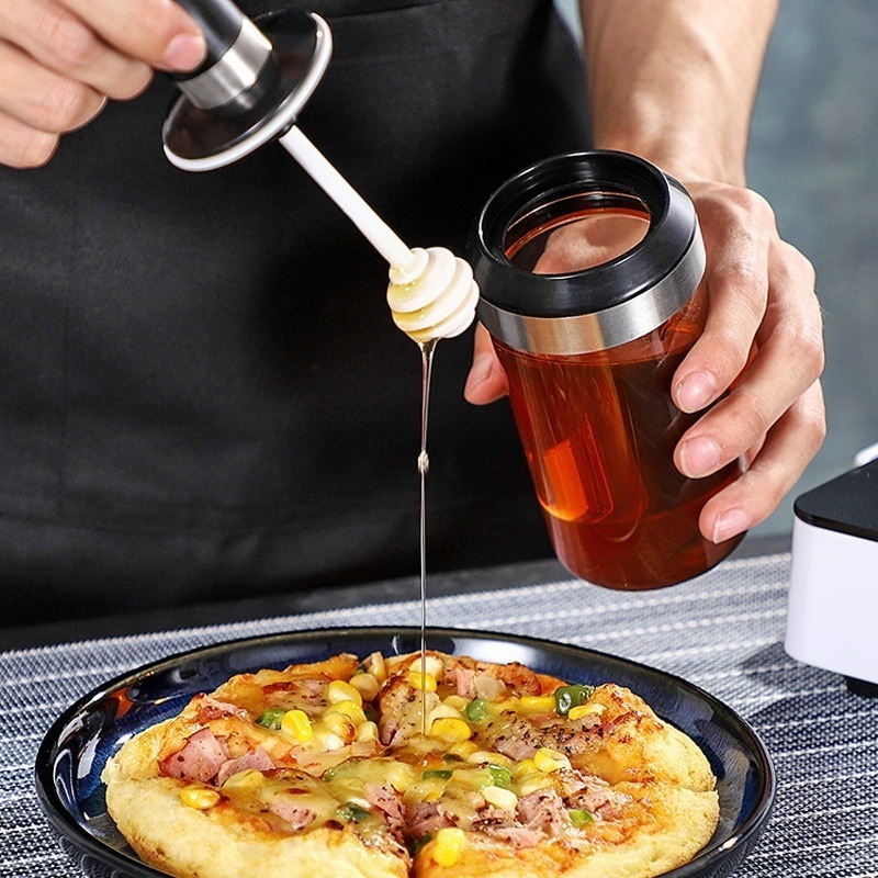 【巔品購物】✅發票 玻璃調味罐 帶勺304不鏽鋼調味料瓶 密封調味瓶 蜂蜜瓶 油刷瓶 調料盒 調味罐-細節圖2