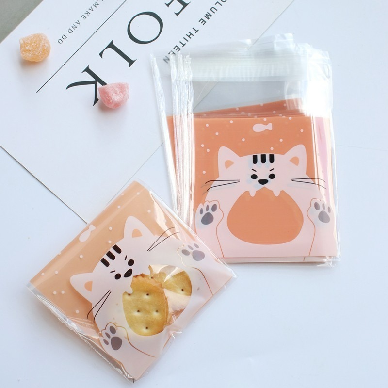 【巔品購物】✅發票&現貨 10*10公分自黏袋 OPP自黏袋 粉紅小貓/藍色小熊 動物餅乾袋 手工皂袋 鳯梨酥袋 月餅袋-細節圖7