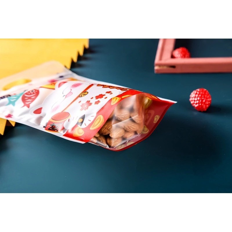 【巔品】✅發票 加厚25入 招財貓夾鏈袋 招財貓自立袋 點心袋 餅乾袋 雪Q餅袋 牛軋糖袋 新年糖果袋 牛軋餅包裝袋 站-細節圖4