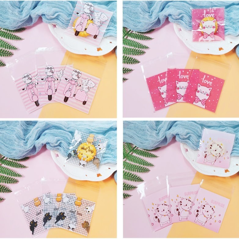 【巔品購物】✅發票 7*7自黏袋 可愛貓咪 烘焙包裝 鳳梨酥包裝袋 牛軋餅乾袋 甜點袋 西點包裝袋 糖果袋-細節圖3