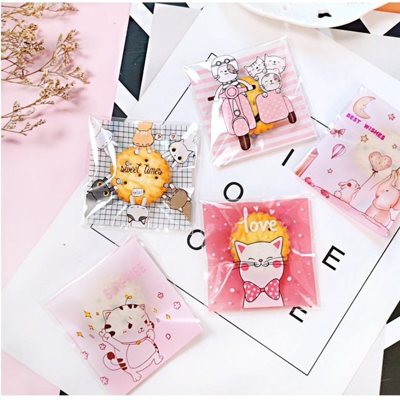 【巔品購物】✅發票 7*7自黏袋 可愛貓咪 烘焙包裝 鳳梨酥包裝袋 牛軋餅乾袋 甜點袋 西點包裝袋 糖果袋-細節圖5