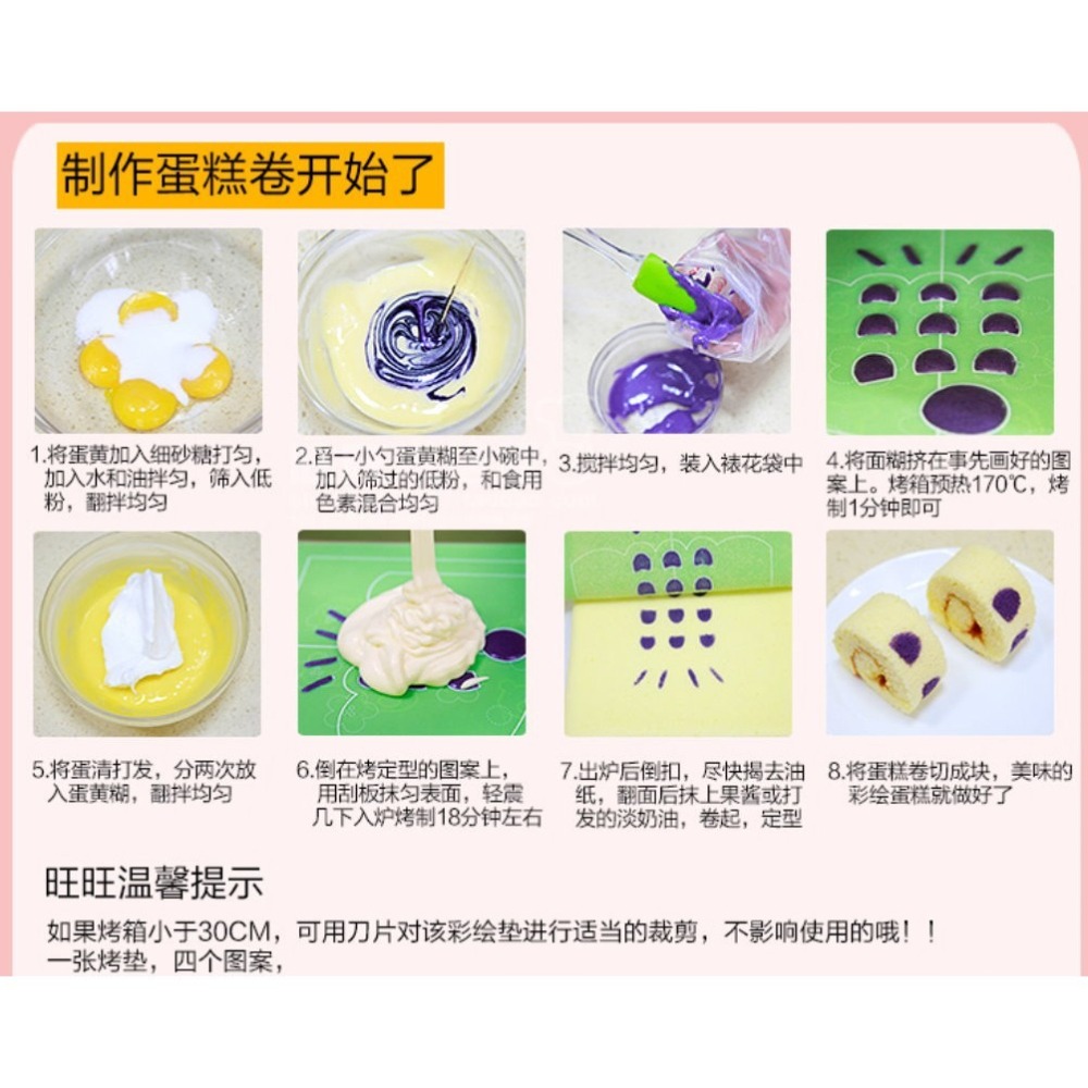 【巔品】✅發票 Bluedrop 藍點 彩繪蛋糕捲矽膠墊 瑞士捲 雙面四種圖案可剪裁 玻璃纖維 鉑金矽膠墊 彩繪蛋糕卷墊-細節圖9