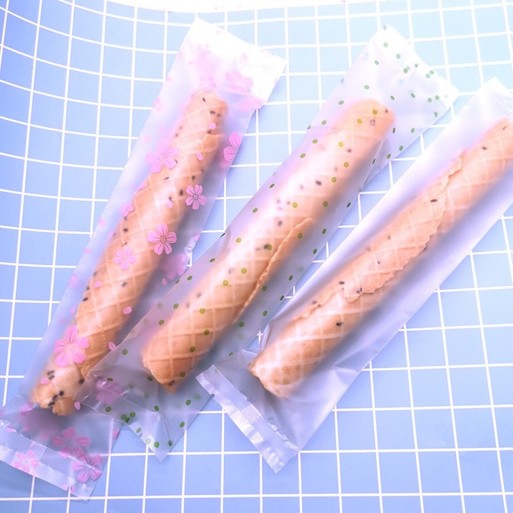 【巔品購物】5.5*24公分 蛋捲包裝袋 蛋捲機封袋 磨砂霧面包裝袋 機封袋 餅乾袋 蛋捲袋 熱封袋 平口袋 複合袋-細節圖3