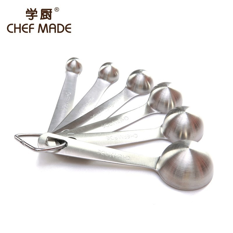 【巔品】✅發票&現貨 chefmade學廚304不鏽鋼量勺 量勺6件套装 刻度勺奶粉勺 厨房量匙 帶刻度量匙 茶匙 調味-細節圖4