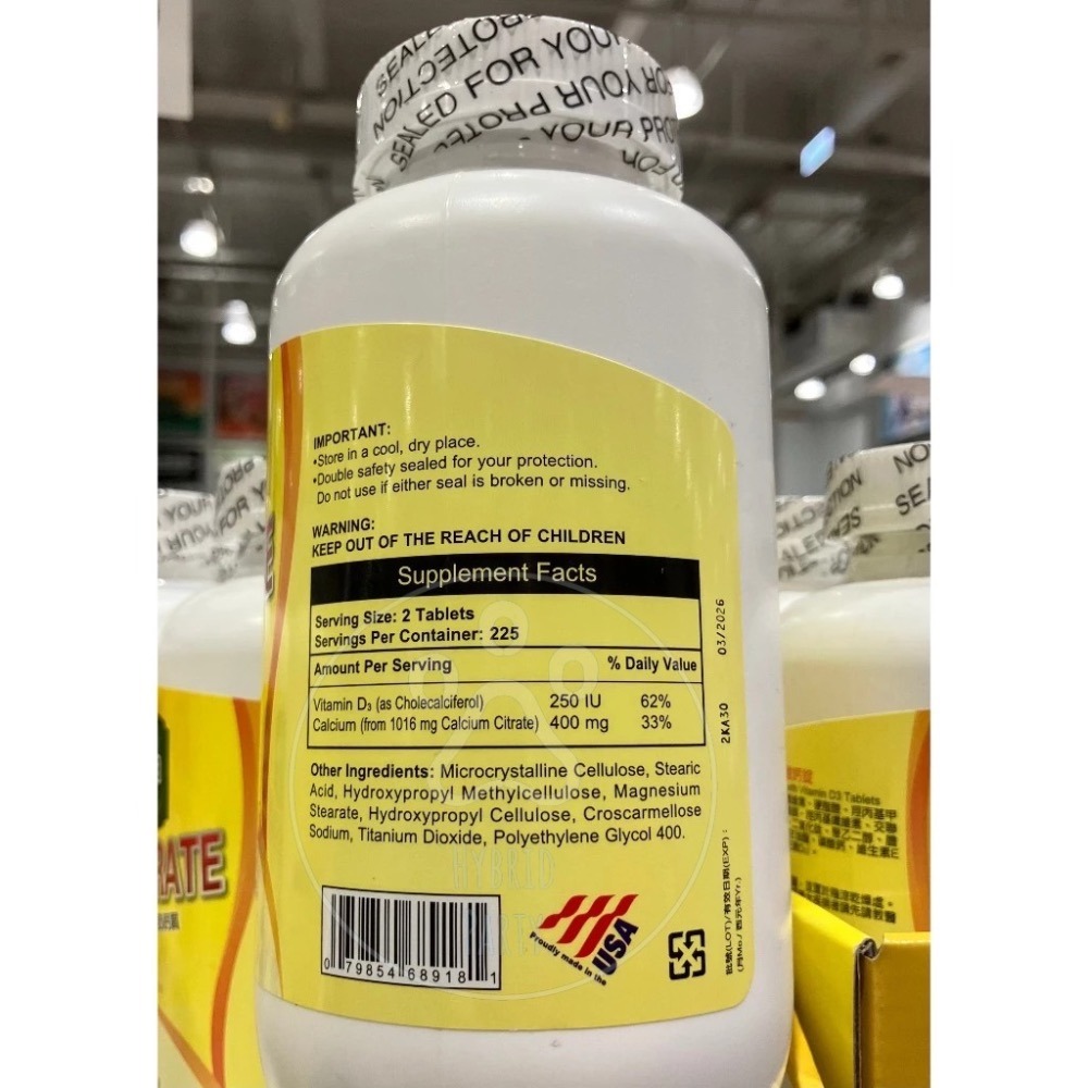 【現貨】顧可飛 檸檬酸鈣 450錠 檸檬酸鈣錠 鈣 維生素D 維生素 D3 Costco 好市多-細節圖2