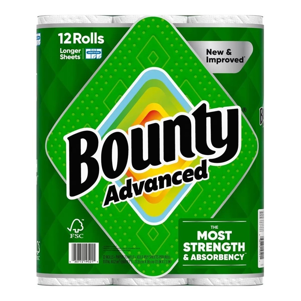【宅配免運】Bounty 兩層隨意撕特級廚房紙巾 103張 X 12卷 Costco 好市多 餐巾紙 廚房紙巾-細節圖2
