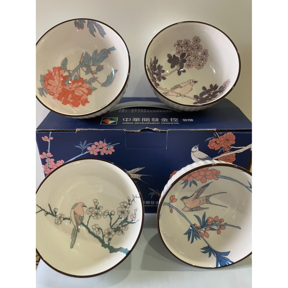 【股東會紀念品】凱基金 開發金 故宮花鳥彩繪碗 一組6入 開發金彩繪花鳥碗 陶瓷 陶瓷碗-細節圖2