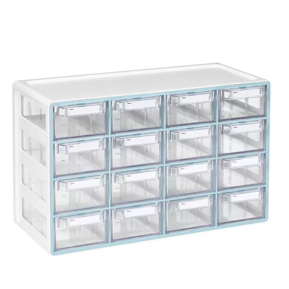 【宅配免運】Sysmax 多用途16格抽屜收納盒 灰色 / 淺藍色 Costco 好市多 抽屜 收納盒 韓國-細節圖2