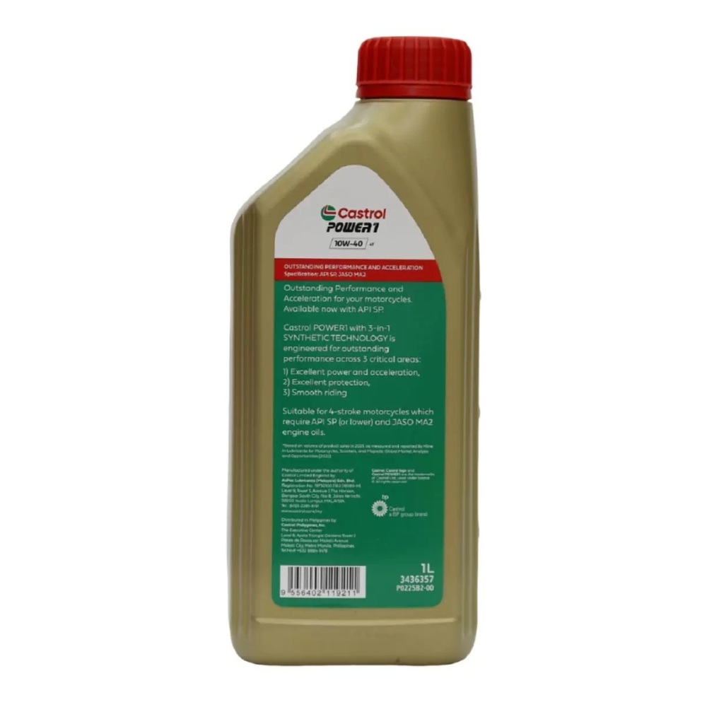 【宅配免運】Castrol 嘉實多 Power1 4T 10W40 機車用機油 1000毫升 X 6入 Costco-細節圖2