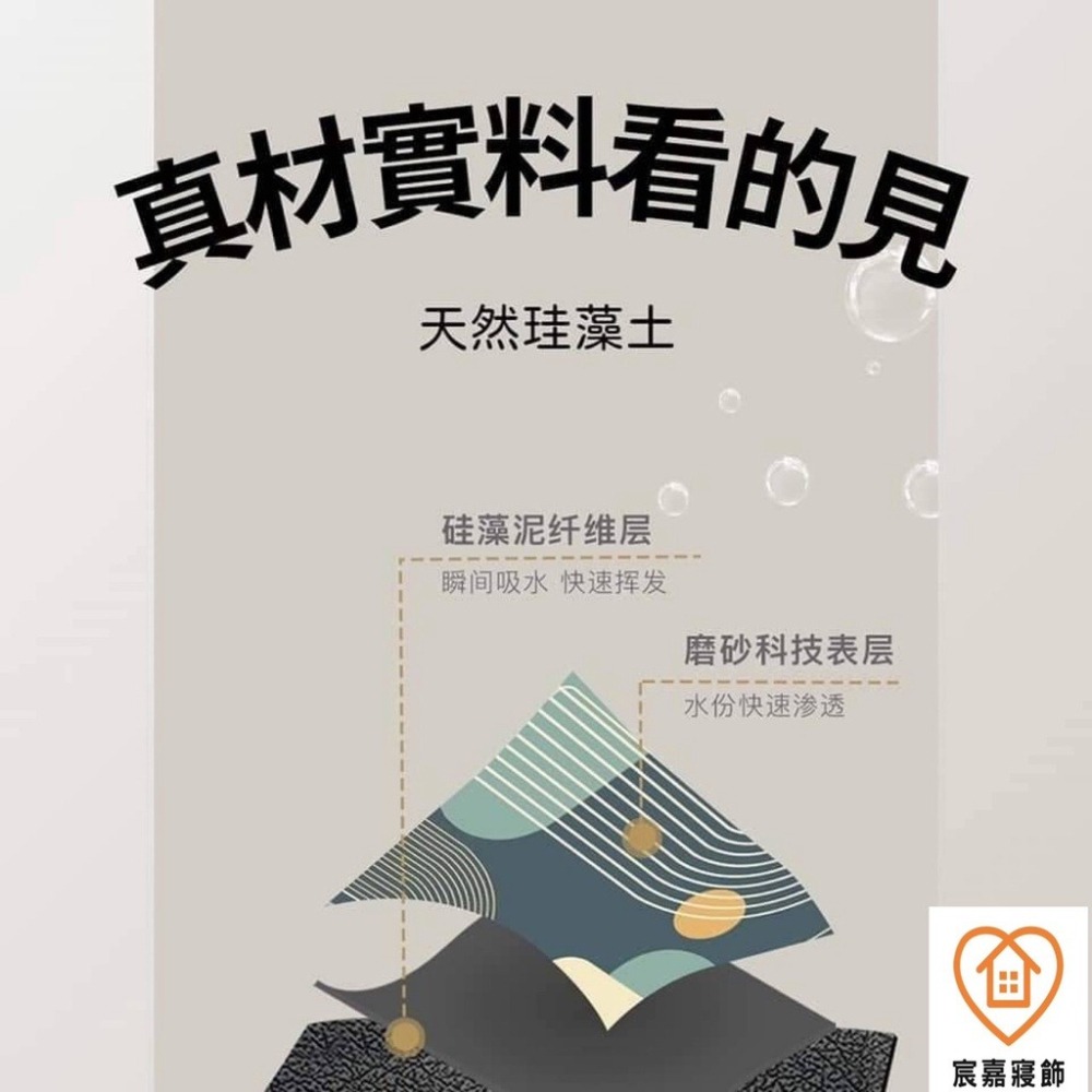 🔥最新3代🔥珪藻土軟地墊 吸水地墊 廁所浴室腳墊 矽藻土腳墊 防滑地墊 地墊 硅藻土 矽膠軟墊45cm×68cm-細節圖3