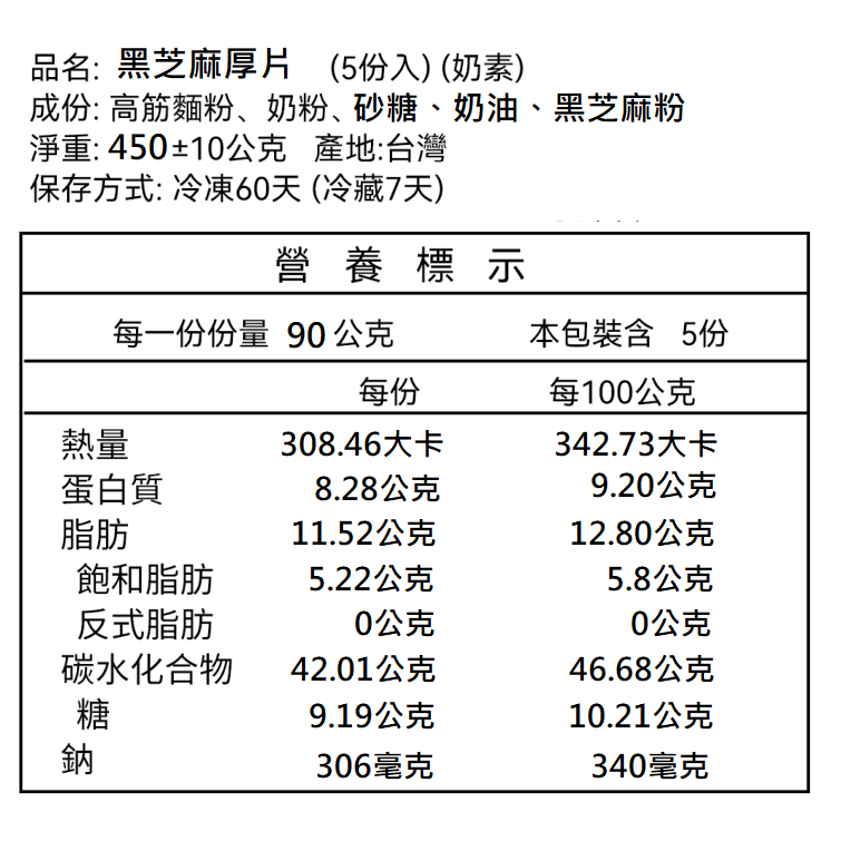 *奶素 - 黑芝麻厚片（5片裝）-規格圖7