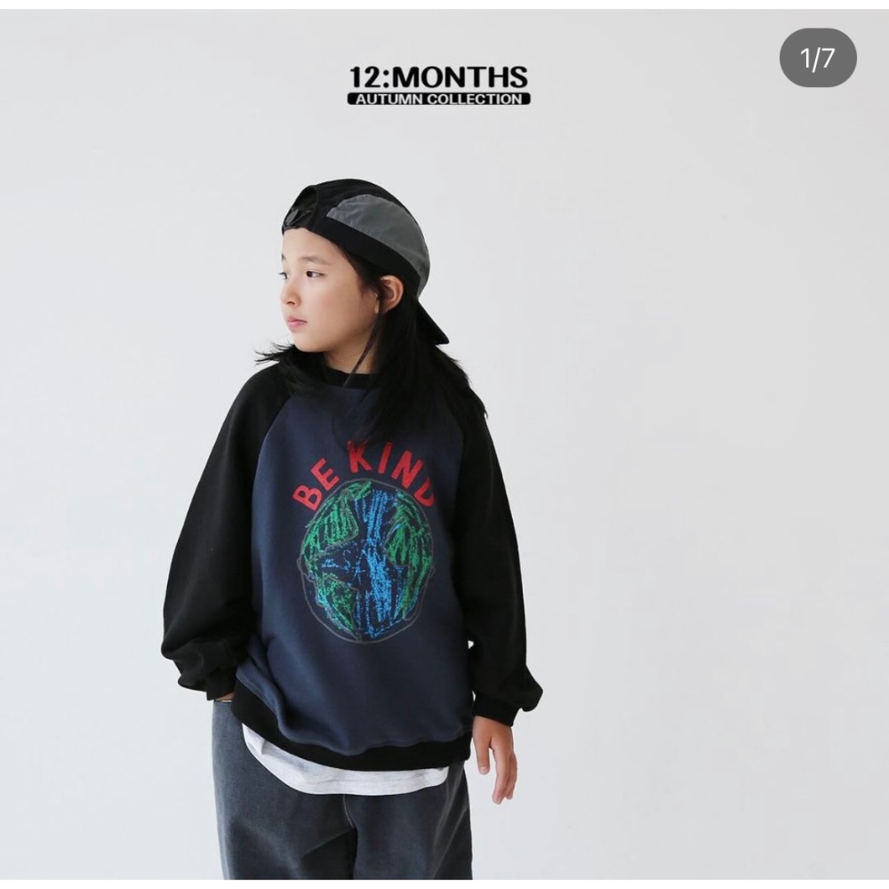 12months 地球圖案撞色親子上衣-細節圖2