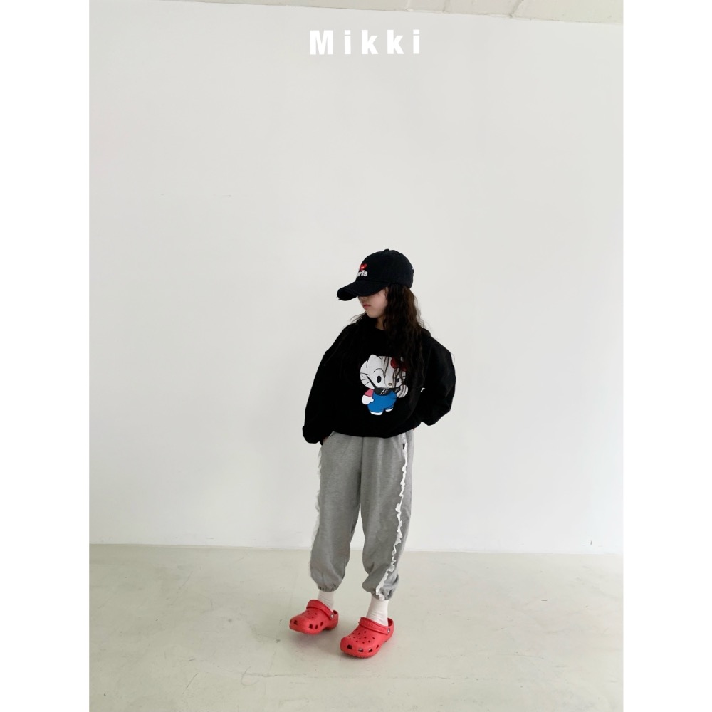 Mikki 滾邊蕾絲運動親子長褲-細節圖2