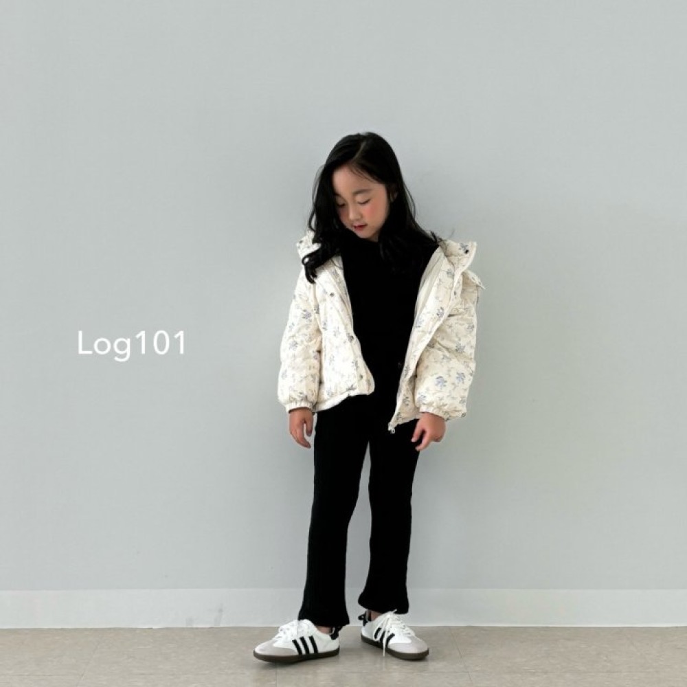 LOG101 碎花連帽鋪棉外套-細節圖3