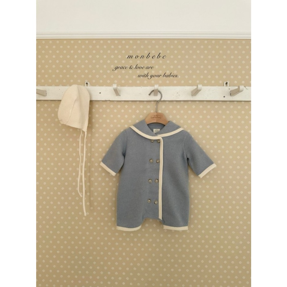 MOMBEBE 秋季針織雙鈕扣連身服-細節圖3