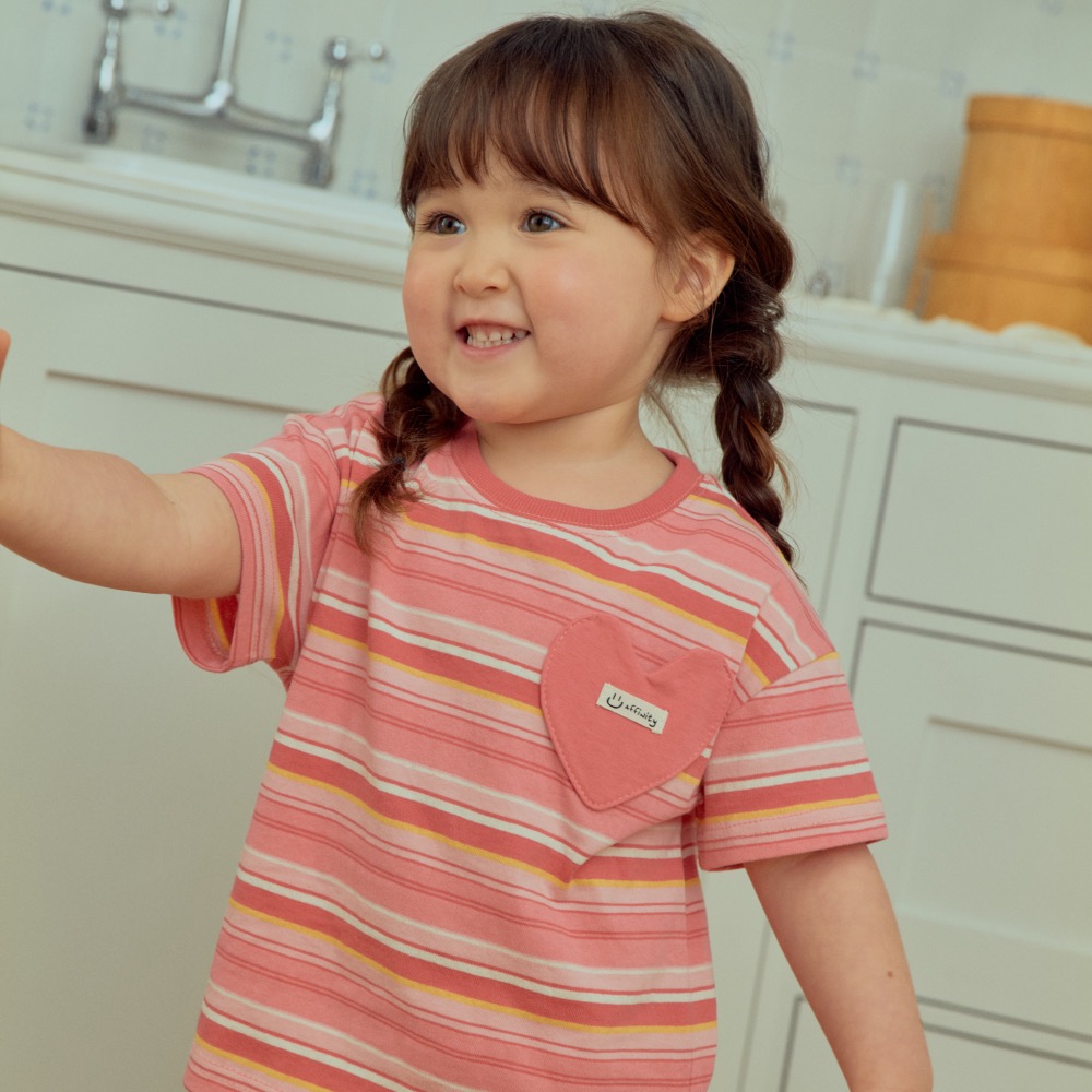 1stblue 春季愛心口袋條紋上衣-細節圖3